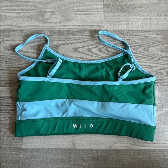 Wilo Green and Blue Longline Strappy Sports Bra Medium - Picture 2 of 8